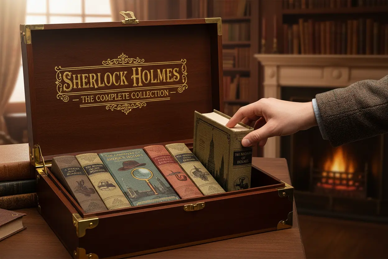 Conteúdo do Box Sherlock Holmes Livros da coleção Sherlock Holmes dentro do box