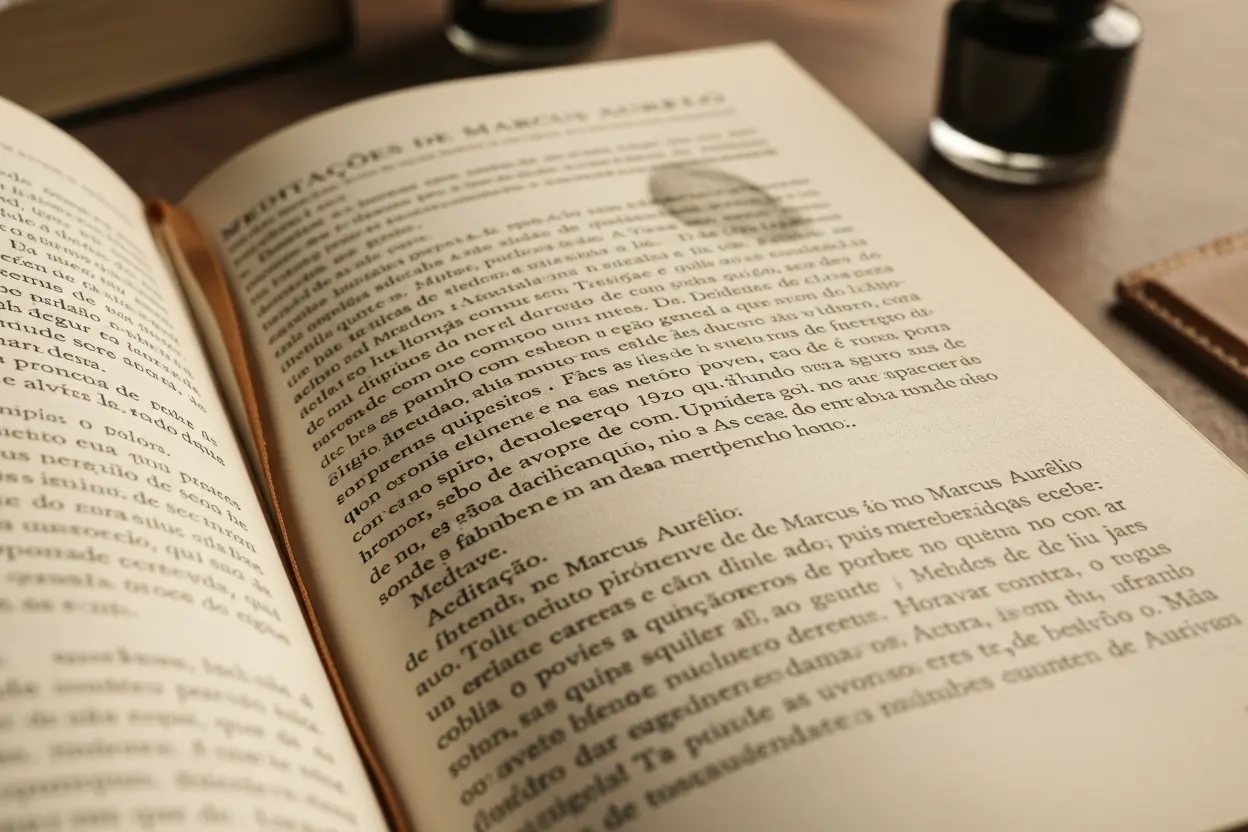 Detalhe da Página de Meditações livro meditações marcus aurelius vale a pena