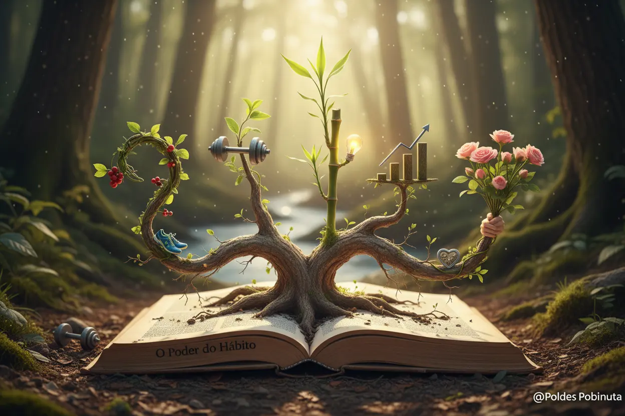 O livro o poder do habito e bom mesmo, representando a origem de hábitos angulares e transformação.