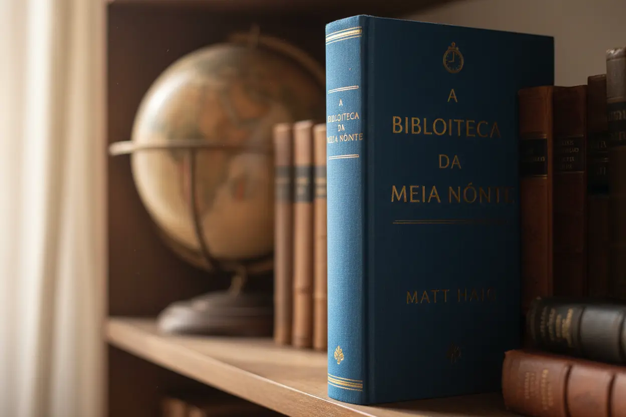 Detalhe da Lombada A Biblioteca da Meia Noite vale a pena ler a biblioteca da meia noite
