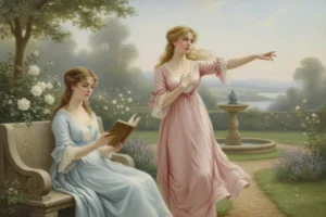 Ilustração de Elinor e Marianne Dashwood, representando razão e sensibilidade.