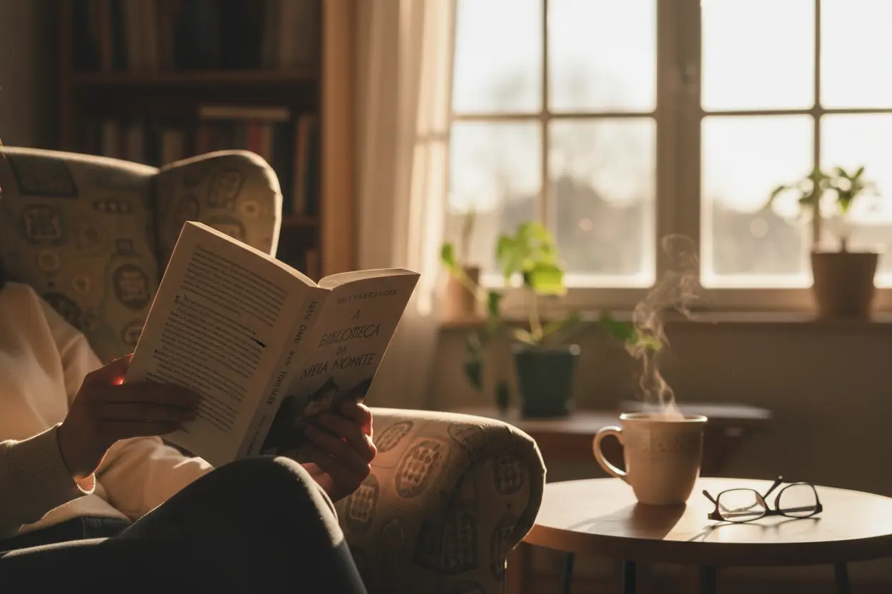 Lendo A Biblioteca da Meia Noite vale a pena ler a biblioteca da meia noite