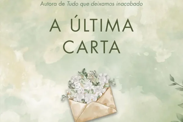 Capa do livro 'A última carta' de Rebecca Yarros, com silhueta de soldado e rosto feminino.