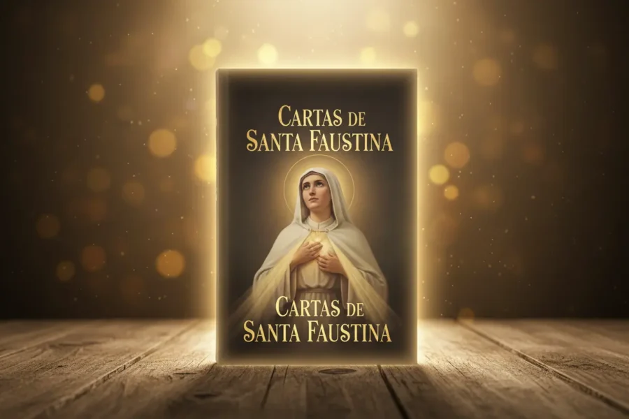 Capa do livro Cartas de Santa Faustina com luz espiritual
