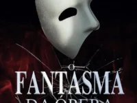 Capa comum do livro O Fantasma da Ópera com design de máscara prateada