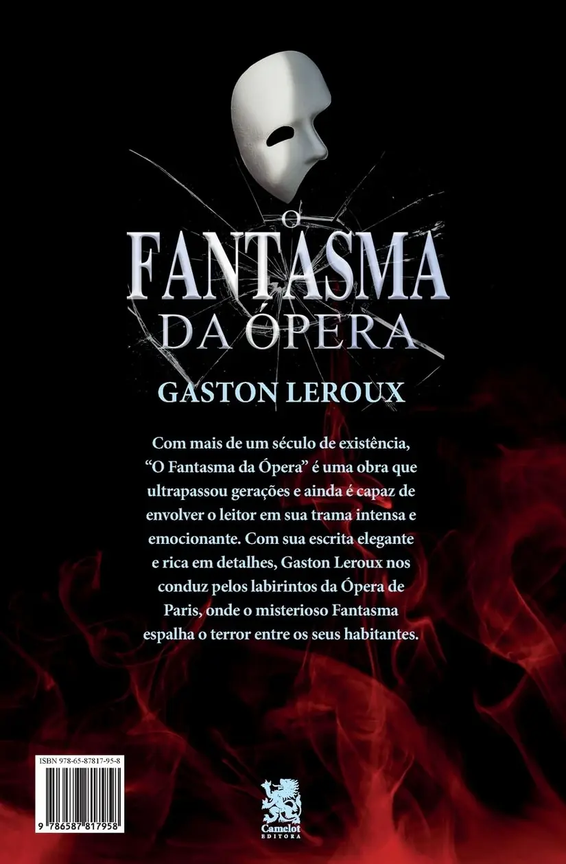 Detalhe da capa do livro O Fantasma da Ópera com efeito holográfico