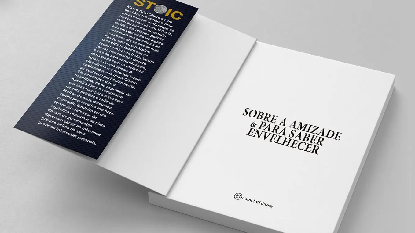 Lombada e contracapa do livro Sobre a Amizade e para Saber Envelhecer de Cícero.