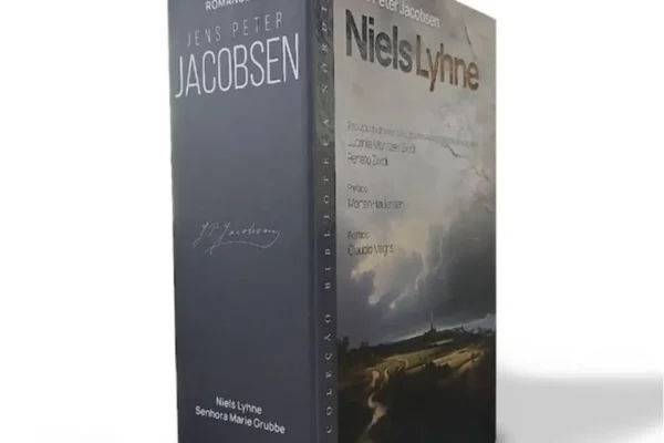 Box de livros Box Romances Jens Peter Jacobsen, com capa dura e detalhes em dourado.