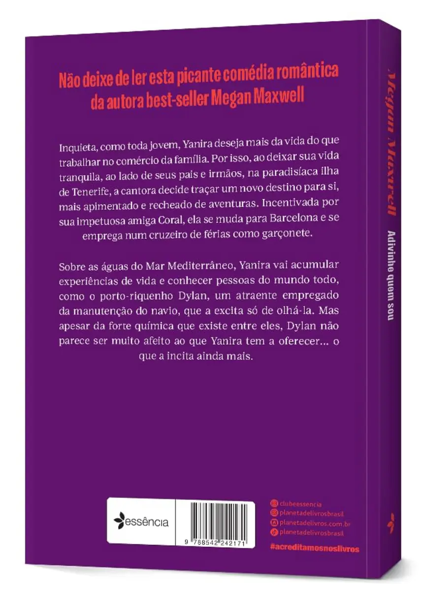Detalhe da lombada do livro Adivinhe quem sou de Megan Maxwell, exibindo o título e editora.