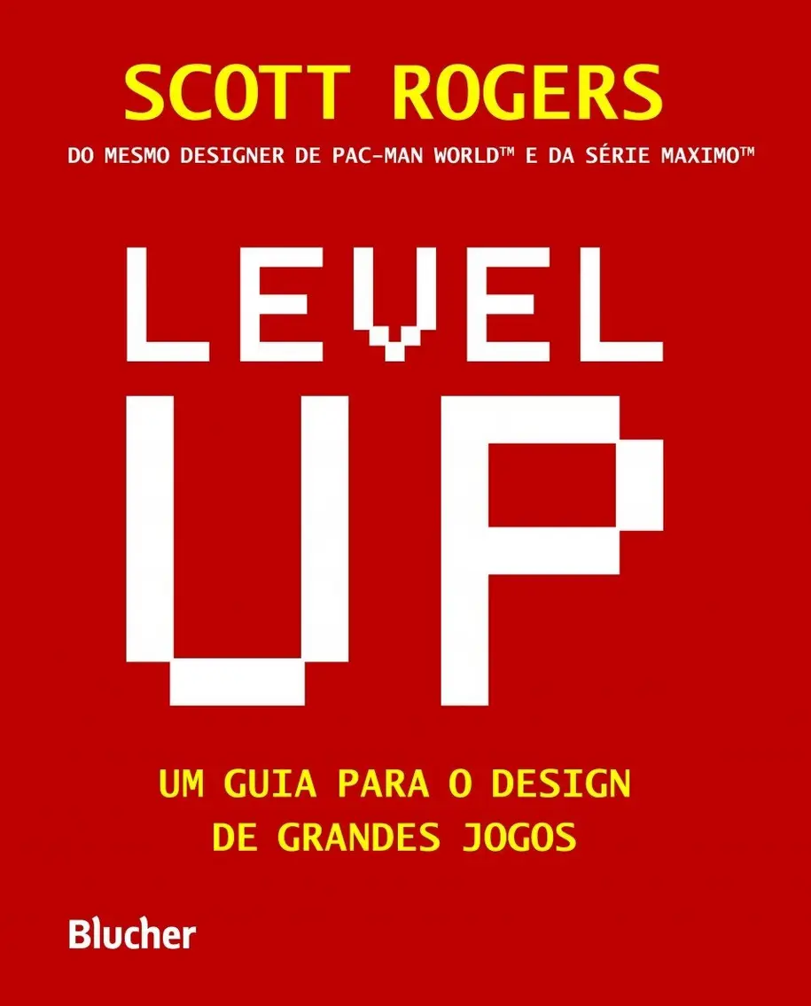 Livro Level UP aberto em uma mesa, com anotações e computador ao fundo