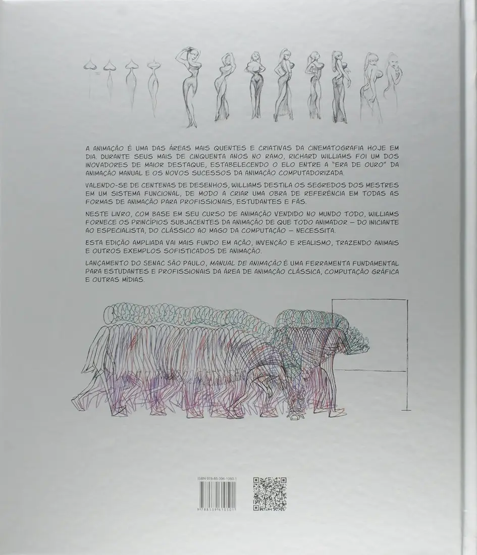 Livro Manual de Animação de Richard Williams aberto, mostrando ilustrações e textos em suas páginas.