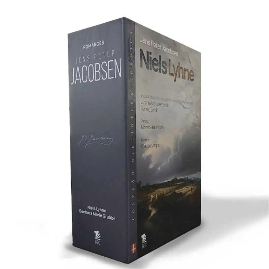 Lombada do livro do Box Romances Jens Peter Jacobsen com detalhes dourados.
