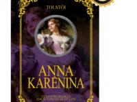 Livro Anna Karenina - Edição de Luxo Almofadada, capa dura azul-escura com detalhes dourados e bordas douradas.