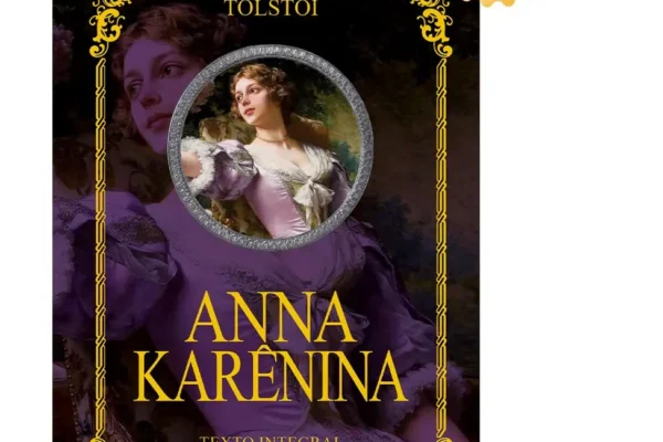 Livro Anna Karenina - Edição de Luxo Almofadada, capa dura azul-escura com detalhes dourados e bordas douradas.