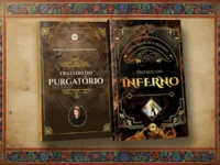 Imagem do Combo Tratado Do Inferno e Tratado Do Purgatório com fundo estilo iluminura.