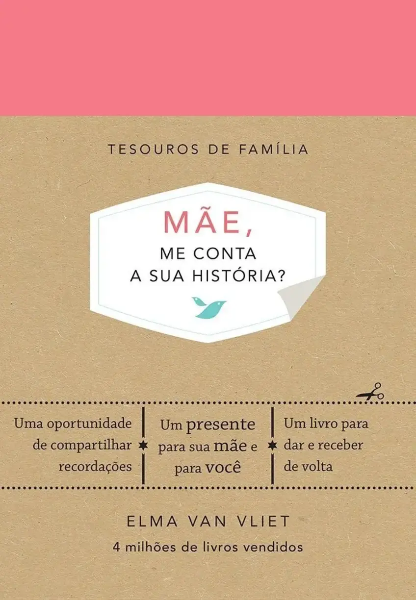Detalhe da capa dura e acabamento do livro Mãe, me conta a sua história?.