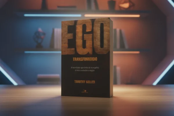 Livro "Ego Transformado" em destaque numa cena vibrante e moderna.
